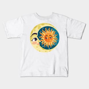 Sun Moon Stars Hand Drawn Kids T-Shirt